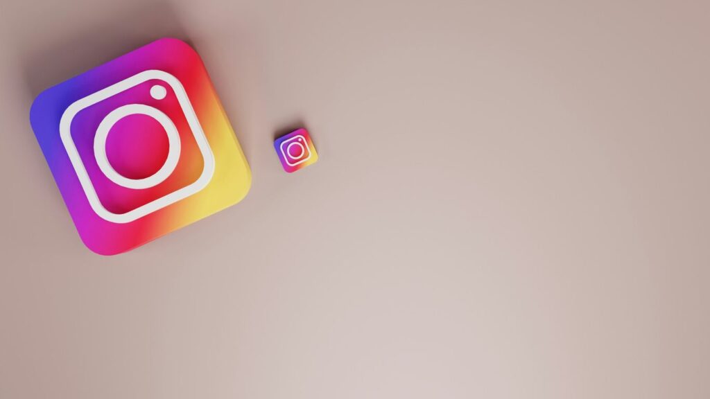 an instagram sticker next to a square sticker