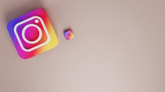 an instagram sticker next to a square sticker