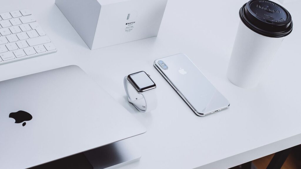 Apple products on table