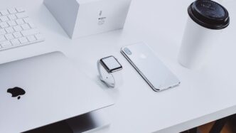 Apple products on table