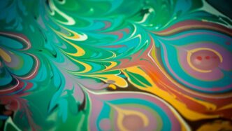 green purple and yellow abstract painting