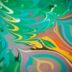green purple and yellow abstract painting
