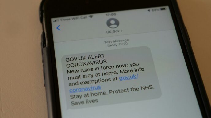 a cell phone with a text message on the screen