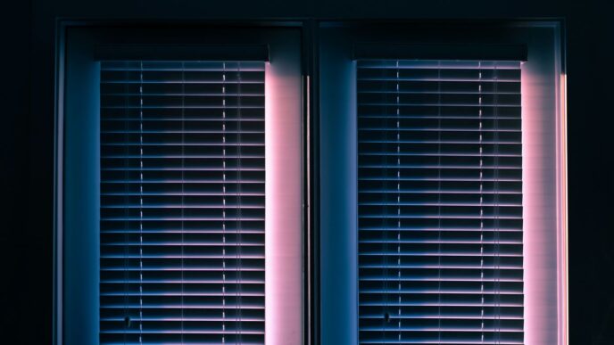 white window blinds closed