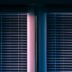 white window blinds closed