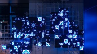 a group of squares that are on a wall