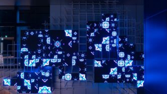 a group of squares that are on a wall