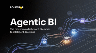 “Futuristic business intelligence dashboard powered by AI with data visualization and automation features”