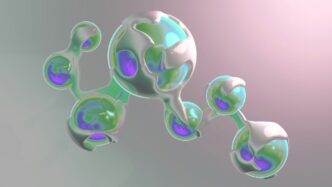 Abstract, bubbly, and colorful 3D rendering.