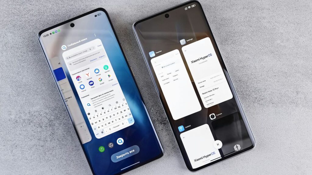 Two smartphones displaying different app interfaces.