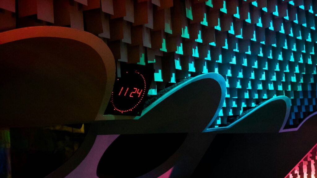 a wall that has a clock on it