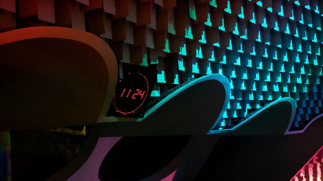 a wall that has a clock on it