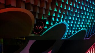 a wall that has a clock on it