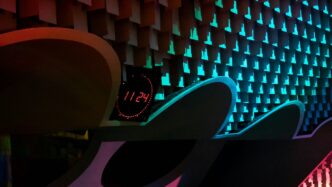 a wall that has a clock on it