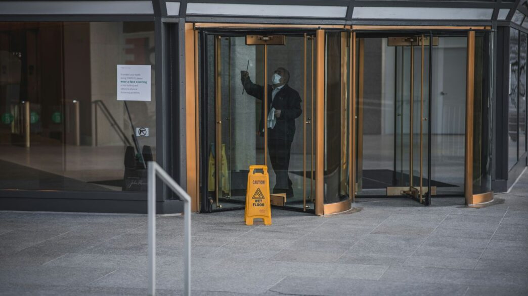 yellow caution wet floor sign