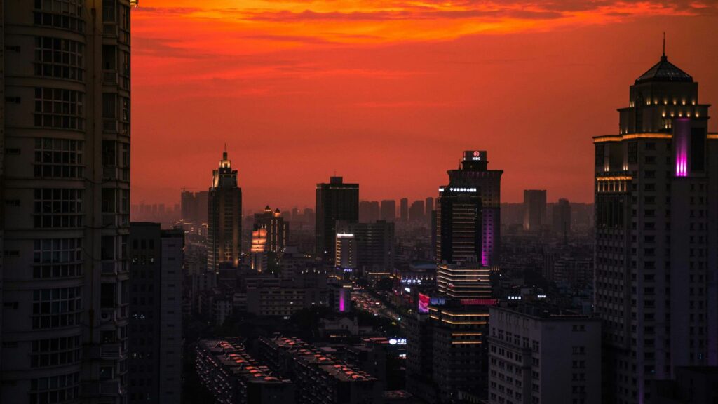 lighted cityscape