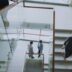 People on a modern multi-level staircase