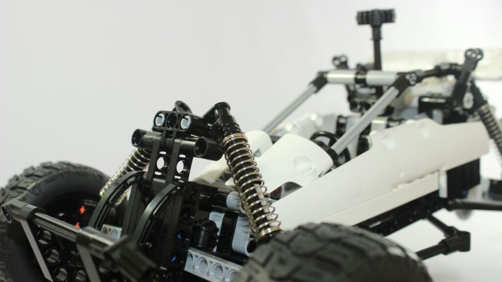 black and white lego toy