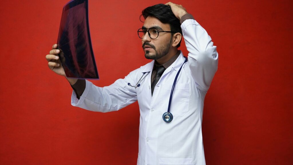 a doctor holding a clipboard