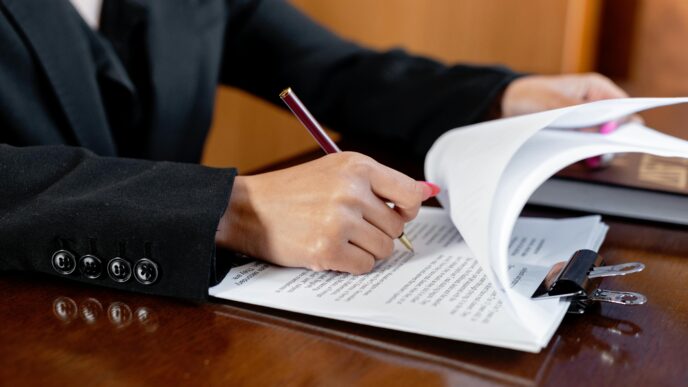 lawyer signing documents
