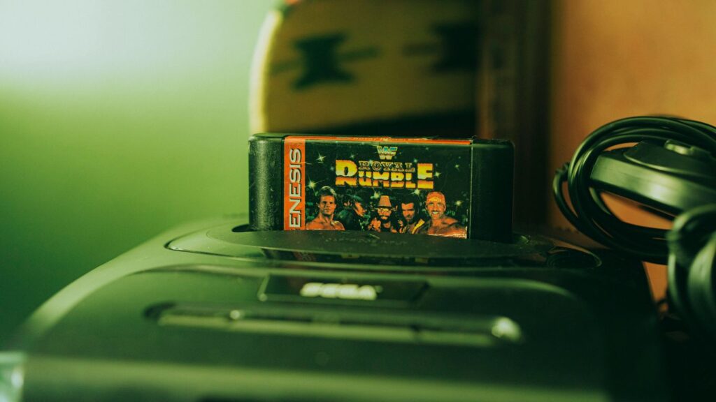 a video game sitting on top of a black box