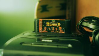 a video game sitting on top of a black box