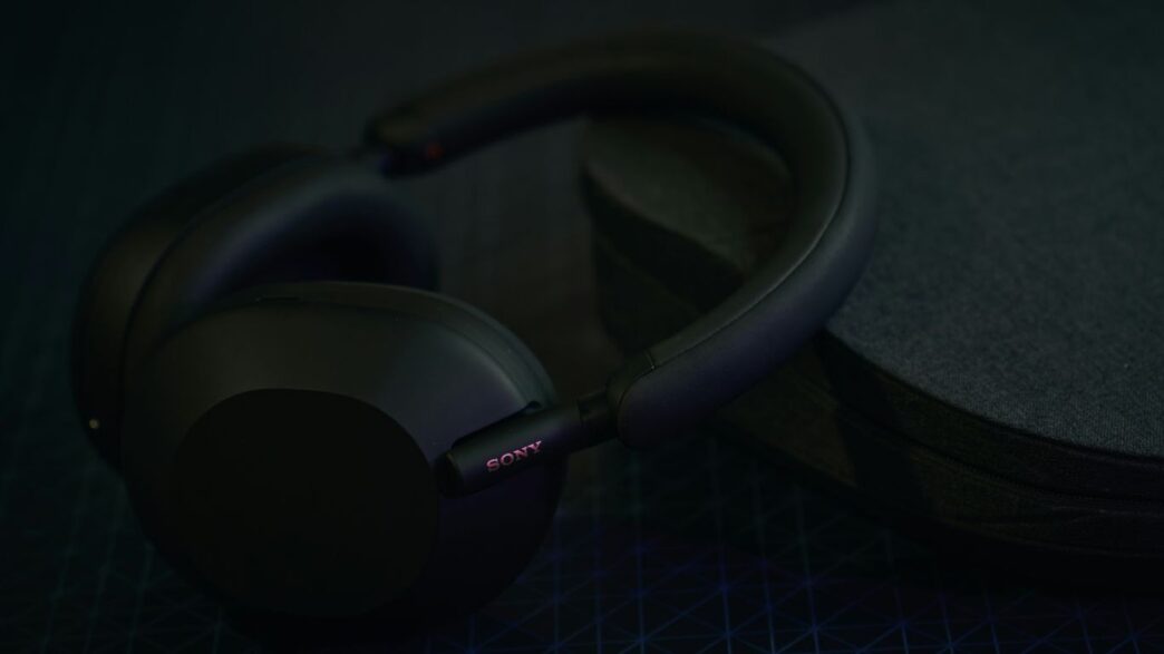 a pair of headphones sitting on top of a table