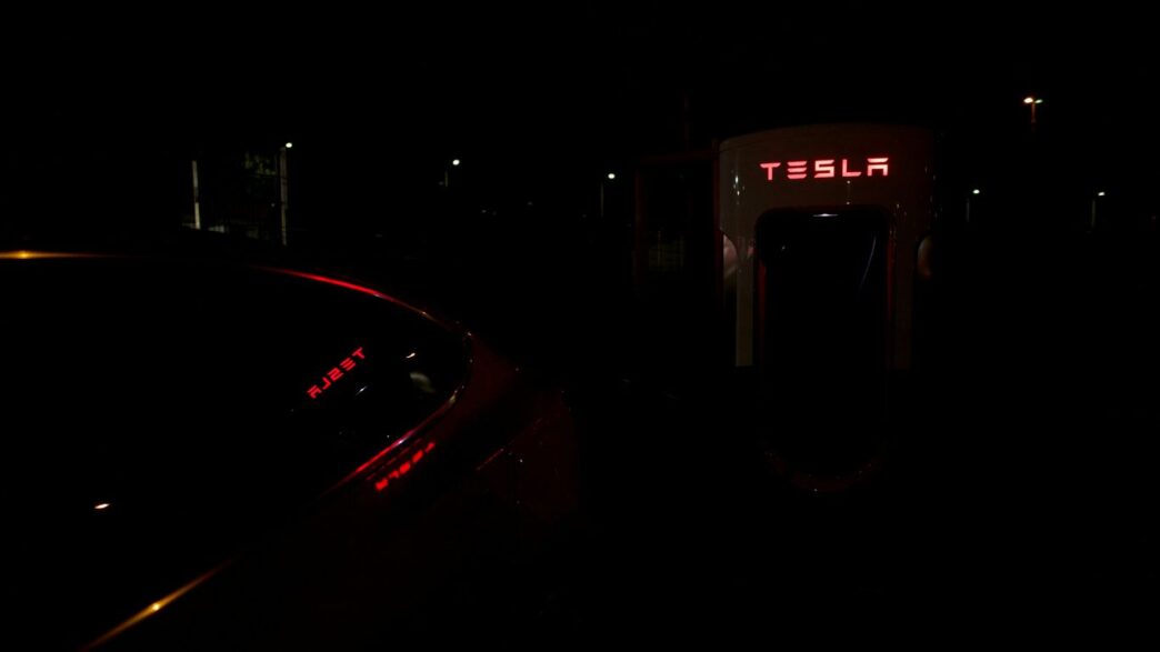 a car with its lights on