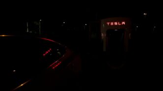 a car with its lights on