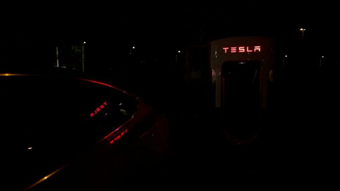 a car with its lights on