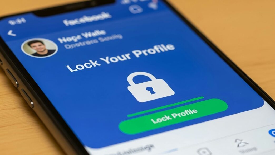Facebook profile lock screen on a smartphone