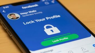 Facebook profile lock screen on a smartphone