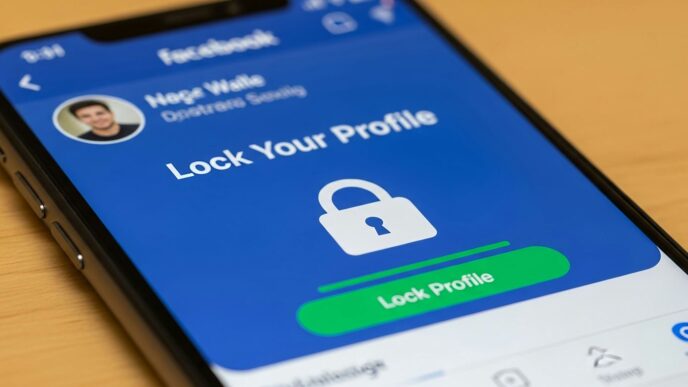 Facebook profile lock screen on a smartphone