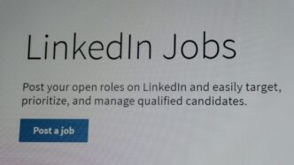 Linkedin jobs interface with 'post a job' button.