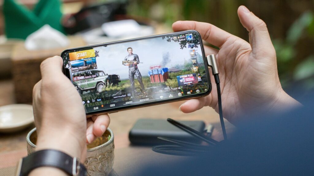 person playing PUBG mobile