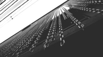 black and white photo of a high rise building