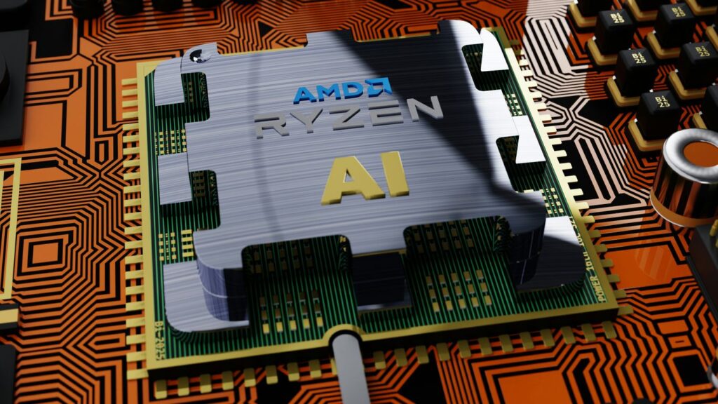 an amd radeon processor on top of a printed circuit board