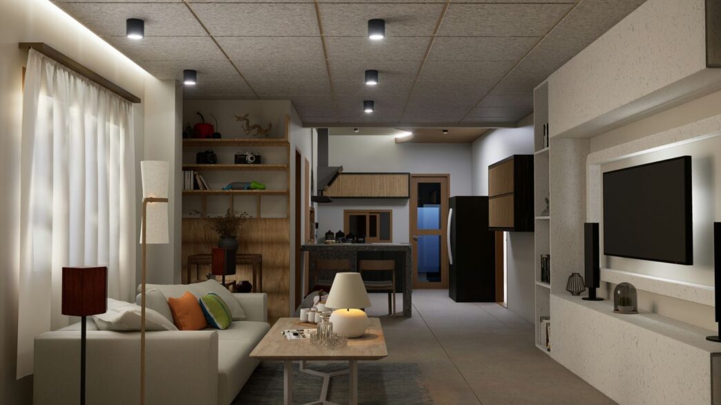 Cozy and modern living room design.