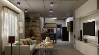 Cozy and modern living room design.