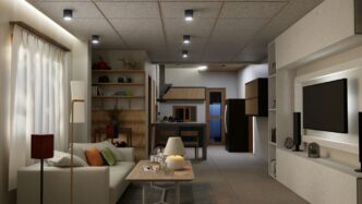 Cozy and modern living room design.