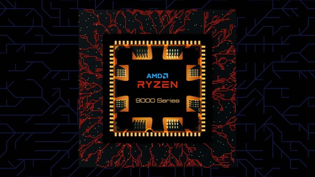 Amd ryzen 6000 series processor on circuit board background