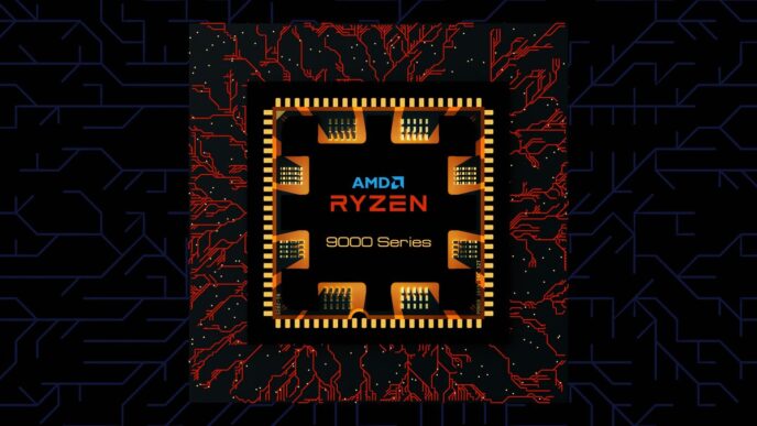 Amd ryzen 6000 series processor on circuit board background