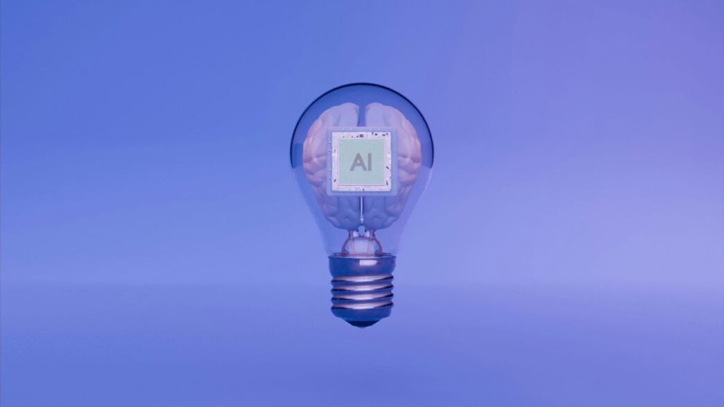 Artificial intelligence is represented by the lightbulb and brain.