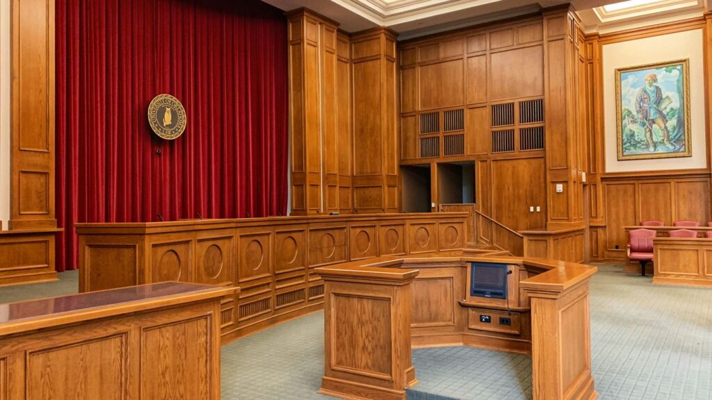 architectural photography of trial court interior view