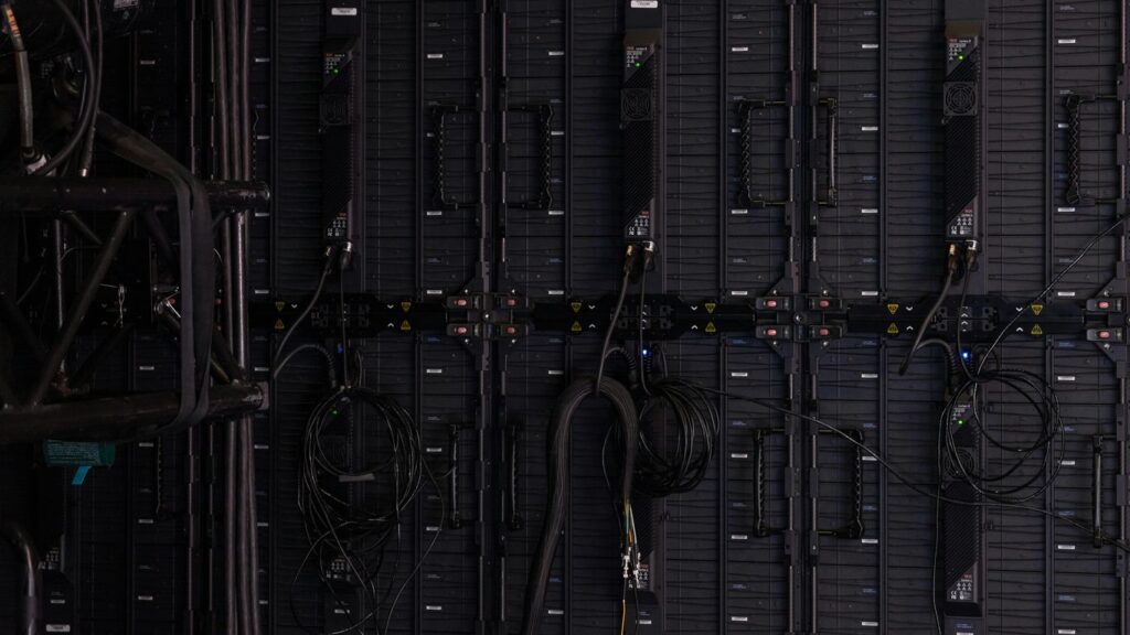 a close-up of a server room