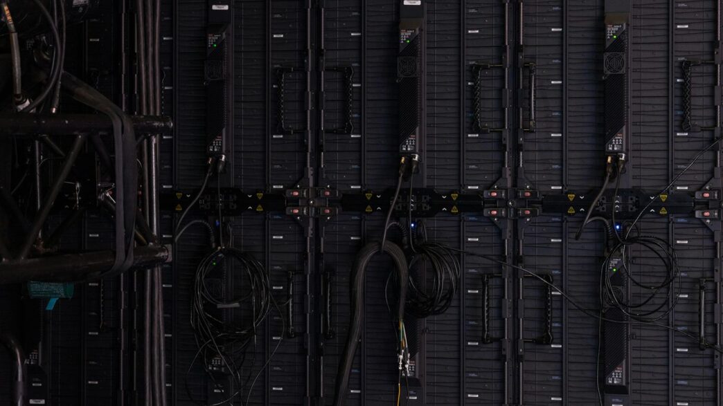 a close-up of a server room