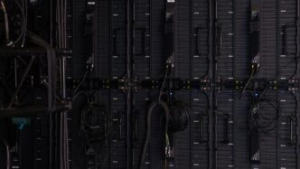a close-up of a server room