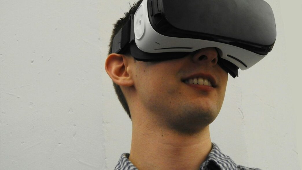 man wearing VR glass headset