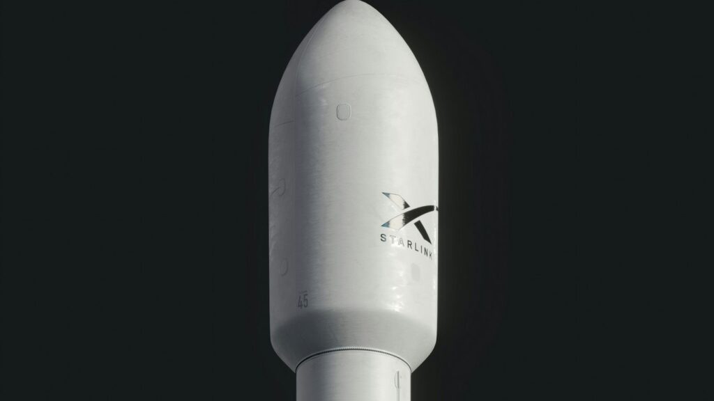 a close up of a white rocket on a black background