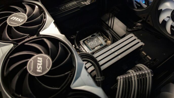 A close up of a computer case with fans